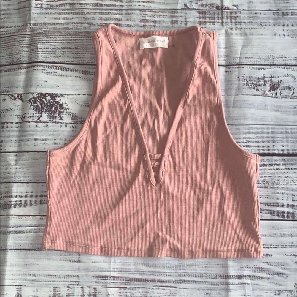 Deep V Ribbed Crop Top
